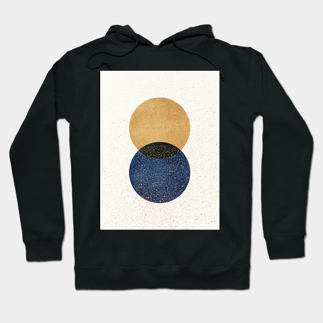 Circle Abstract - Gold Navy Blue Texture Hoodie by moonlightprint